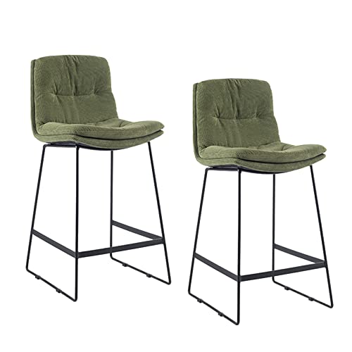 Thekenhöhe Barhocker Barhocker 2er Set Premium Frühstücksbarhocker mit Cord-Rückenlehne & Polstersitz Schwarze Metallbeine Theke Küchenstühle Thekenhöhe Barhocker Barhocker 2er Set Premium Frühstücksbarhocker mit Cord-Rückenlehne & Polstersitz Schwarze Metallbeine Theke Küchenstühle von Generisch