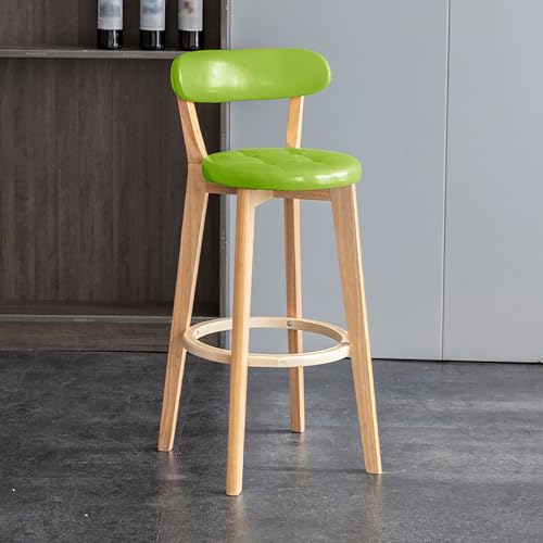 Thekenhöhe Barhocker - Kunstleder Polsterstuhl mit gepolstertem Sitz, Massivholzbeinen und Fußstütze, 2er Set für Küche, Insel, Esszimmer von Generisch