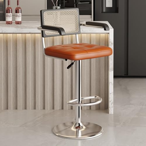 Thekenhöhe Drehhocker mit Rattan-Rückenlehne, 360° drehbar, für Küche, Restaurant und Büro Thekenhöhe Drehhocker mit Rattan-Rückenlehne, 360° drehbar, für Küche, Restaurant und Büro von Generisch