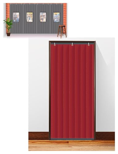 Thermo-Türvorhang – Zugluftstopper for gewerbliche Geschäfte und den Heimgebrauch – isolierter, schallreduzierender Streifenvorhang for den Winter for den Türrahmen(Red,110cmx250cm) von Generisch