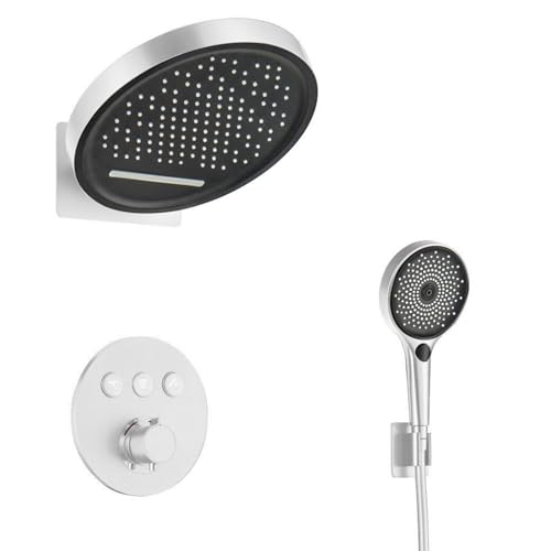 Thermostat-Duschsystem HSS0524 Modernes Verdecktes Duschset 12 Zoll Regenduschkopf 3Mode Handbrause Innovative Bedientasten Messing Mischventil Wandmontage Thermostat-Duschsystem HSS0524 Modernes Verdecktes Duschset 12 Zoll Regenduschkopf 3Mode Handbrause Innovative Bedientasten Messing Mischventil Wandmontage von Generisch