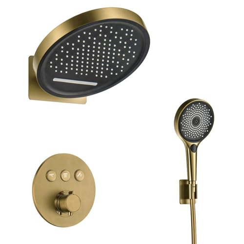 Thermostat-Duschsystem HSS0524 Modernes Verdecktes Duschset 30,5 cm Regenduschkopf 3 Funktionen Handbrause Innovative Klaviertasten Messing Mischventil Wandmontage Thermostat-Duschsystem HSS0524 Modernes Verdecktes Duschset 30,5 cm Regenduschkopf 3 Funktionen Handbrause Innovative Klaviertasten Messing Mischventil Wandmontage von Generisch