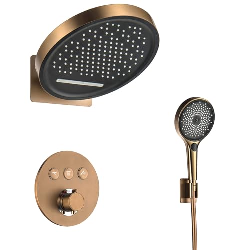 Thermostat-Duschsystem HSS0524Modernes Verdecktes Duschset 30,5 cm Regenduschkopf 3 Funktionen Handbrause Innovative Bedienknöpfe Messing Mischventil Wandmontage Design Thermostat-Duschsystem HSS0524Modernes Verdecktes Duschset 30,5 cm Regenduschkopf 3 Funktionen Handbrause Innovative Bedienknöpfe Messing Mischventil Wandmontage Design von Generisch