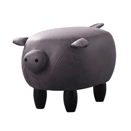Tier-Fußhocker mit Holzbeinen, Kunstleder Sofa Hocker für Wohnzimmer und Schlafzimmer - Entzückendes Schweine-Design von Generisch