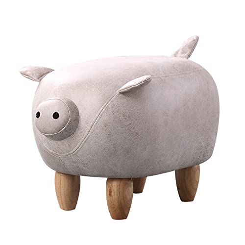 Tier-Fußhocker mit Holzbeinen, Kunstleder Sofa Hocker für Wohnzimmer und Schlafzimmer - Entzückendes Schweine-Design von Generisch