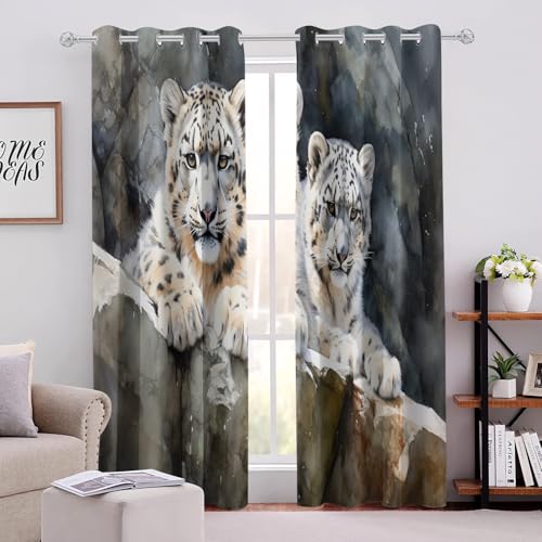 Tier Schiebevorhänge Blickdicht Verdunklungsvorhänge 3D Schneeleoparden Wärmedämmung Mit Ösen 2er Set Gardinen Geeignet für Schlafzimmer Küche Arbeitszimmer B117 x H229 cm Tier Schiebevorhänge Blickdicht Verdunklungsvorhänge 3D Schneeleoparden Wärmedämmung Mit Ösen 2er Set Gardinen Geeignet für Schlafzimmer Küche Arbeitszimmer B117 x H229 cm von Generisch
