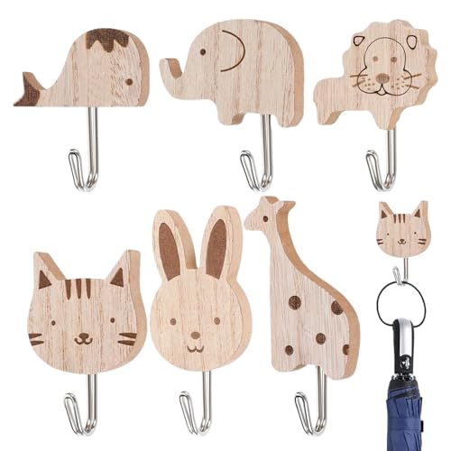 Tier-Wandhaken, Tierförmige Holz-Wandhaken, Cartoon-Handtuchhalter, selbstklebender Kleiderbügel für Bademantel, Schlüssel, Hüte, Rucksack, Geldbörsen, Schmuck, Badezimmer, Schlafzimmer, Kinderzimmer Tier-Wandhaken, Tierförmige Holz-Wandhaken, Cartoon-Handtuchhalter, selbstklebender Kleiderbügel für Bademantel, Schlüssel, Hüte, Rucksack, Geldbörsen, Schmuck, Badezimmer, Schlafzimmer, Kinderzimmer von Generisch