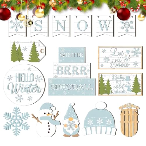 Tiered Tray Deko - Etagere Holz Weihnachtsschilder | Dekorative Tisch Mittelstücke Für Feiertage Und Ostern - Kamin Schreibtisch Innen Küche Schrank Zuhause Wohnung Büro Bar von Generisch