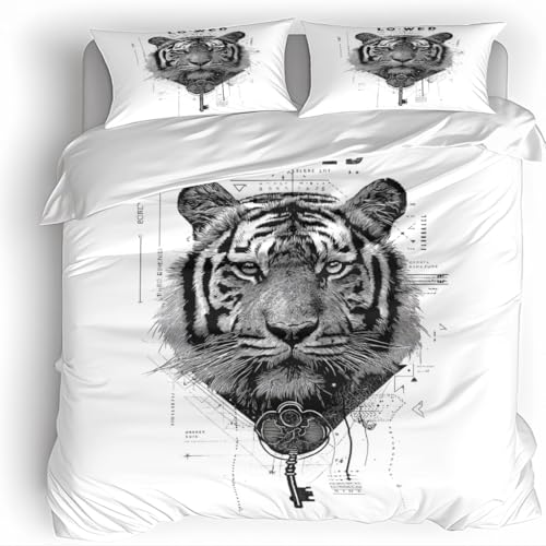 Tiger, Tiere Bettwäsche 200X200Cm Kinder Junge Mädchen 3D Effekt Bettbezug Jugendliche Bettwäsche-Set Mikrofaser Bettbezug Mit Reißverschluss Und 2 Kissenbezug 80X80Cm Tiger, Tiere Bettwäsche 200X200Cm Kinder Junge Mädchen 3D Effekt Bettbezug Jugendliche Bettwäsche-Set Mikrofaser Bettbezug Mit Reißverschluss Und 2 Kissenbezug 80X80Cm von Generisch