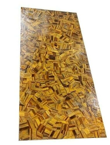 Tigerauge Esstisch Platte I Tigerauge Wohnzimmer Tischplatte I Tigerauge handgefertigte Tischplatte I Tigerauge Flur Tischplatte I Gelb Deko Tischplatte 76.2 cm x 152.4 cm von Generisch