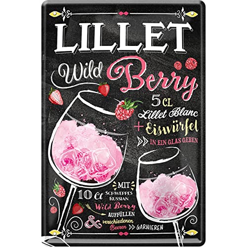 XIAOMA Tin Sign Blechschild 20x30 cm Rezept LILLET WILD Berry Cocktail Bar Kneipe Cafe Haus + Garten Küche Wand Deko Geschenk von XIAOMA