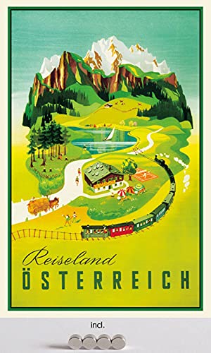 Tin Sign Retro Blechschild 20x30 cm ÖSTERREICH Austria Reisen Urlaub Sightseeing Eisenbahn Heimat Berge Inklusive 4 starke Magnete Bar Kneipe Wand Deko Sammler Geschenk von Generisch