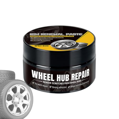 Tire Rim Polisher - Wheel Shine Hub Restorer Agent, 80g Glossy Scratch Resistant Formula, Heavy Duty Degreaser, Protective Restoring Cream| Professional Detailing for Auto Vehicle Truck Mot von Generisch