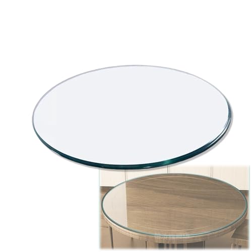 Tisch Glasplatte Rund, Ø28cm 38cm 40cm 50cm 58cm Tischplatte aus Gehärtetem Transparent Glass, 8 mm Dick Glasscheibe für Esstisch, Couchtisch, Kaffeetisch(58cm/22.8in) von Generisch