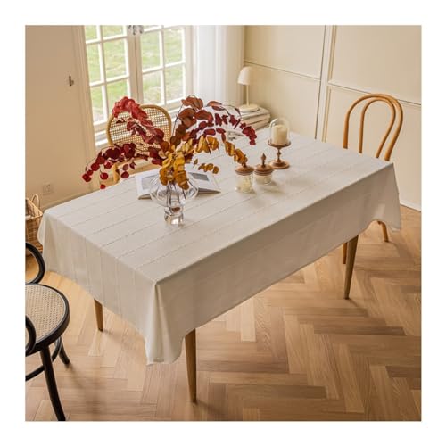 Tischdecke, gestreift, 135 x 200 cm, waschbar, Polyester, perfekt für Küche und Esszimmer, elegante Tischdecke für Partys und Veranstaltungen, Beige von Generisch