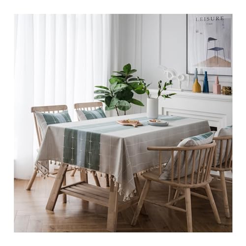 Tischdecke, rechteckig, 120 x 180 cm, waschbar, Polyester mit stilvollen Streifen und Fransen, perfekt für Café, Restaurant, Buffet, Tischdekoration von Generisch