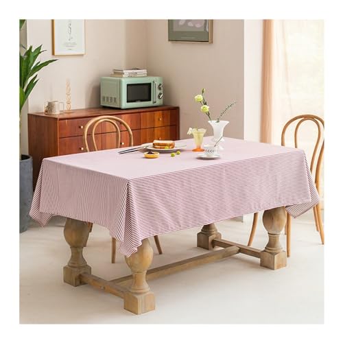 Tischdecke, rechteckig, 135 x 220 cm, waschbar, Baumwoll-Leinen-Mischgewebe, gestreiftes Design, perfekt für Partys, Picknicks, Esszimmer und Garten, Dunkelrot Tischdecke, rechteckig, 135 x 220 cm, waschbar, Baumwoll-Leinen-Mischgewebe, gestreiftes Design, perfekt für Partys, Picknicks, Esszimmer und Garten, Dunkelrot von Generisch