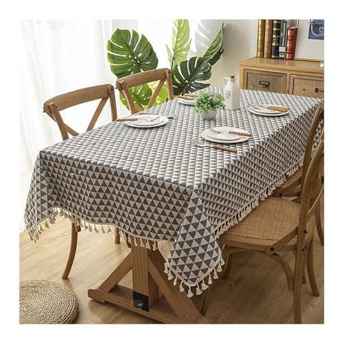 Tischdecke, rechteckig, 140 x 200 cm, waschbar, Polyester, Baumwolle, geometrisches Karomuster, mit Quasten, ideal für Küche, Esszimmer, Picknick, weiße dekorative Tischdecke Tischdecke, rechteckig, 140 x 200 cm, waschbar, Polyester, Baumwolle, geometrisches Karomuster, mit Quasten, ideal für Küche, Esszimmer, Picknick, weiße dekorative Tischdecke von Generisch