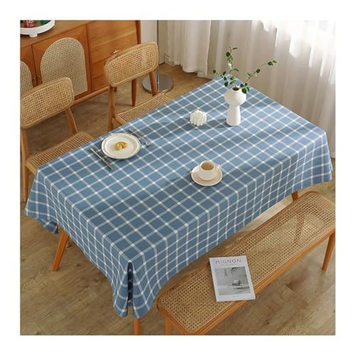 Tischdecke, rechteckig, 140 x 220 cm, waschbar, Polyester, Waffelmuster, perfekt für Picknicks, Partys, Abendessen, stilvolle blaue Tischdecke von Generisch
