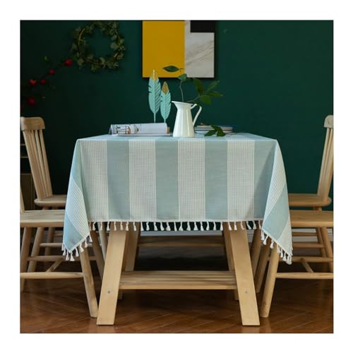 Tischdecke, rechteckig, 140 x 220 cm, waschbar, Polyester mit Quasten, perfekt für Innen- und Außenbereich, Blau / Grün Tischdecke, rechteckig, 140 x 220 cm, waschbar, Polyester mit Quasten, perfekt für Innen- und Außenbereich, Blau / Grün von Generisch