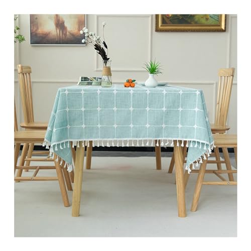 Tischdecke, rechteckig, 90 x 140 cm, waschbar, Polyester, Tischdecke mit Quasten, für Küche, Esszimmer und Picknick, Grün von Generisch