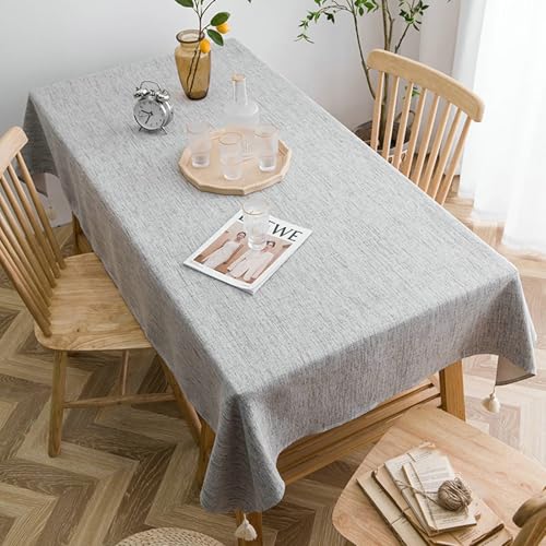 Tischdecke, wasserdicht, rechteckig, 132 x 200 cm, graues Baumwoll-Polyester-Mischgewebe, schmutzabweisend, perfekt für Esszimmer, Innen- und Außenbereich, leicht zu reinigen von Generisch