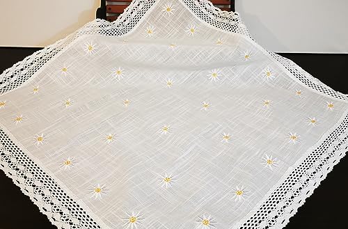 Tischdecke 85x85 Bestickt mit Spitze Motiv Edelweiß(85x85) von Generisch