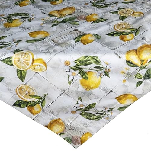 Tischdecke Mitteldecke Frühling Sommer 85 x 85 cm beige Zitronen Baumwolle mediterran von Generisch