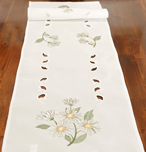 Tischdecke Tischläufer 40x150 Bestickt Blumen grün (40x150) von Generisch