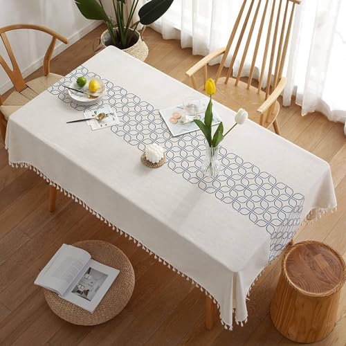 Tischdecke aus Polyester mit geometrischem Muster, 60 x 60 cm, schmutzabweisend, für Ess- und Gartentisch, blau, Schutztischwäsche für Zuhause und Außenbereich von Generisch