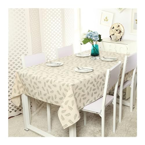 Tischdecke mit Blattmuster, 140 x 220 cm, waschbar, Polyester-Baumwolle, ideal für Café, Restaurant, Buffet und elegante Tischdekoration von Generisch