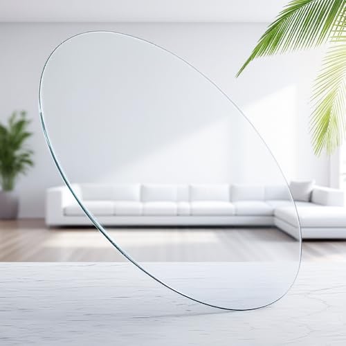 Tische Glasplatte Rund, 28-98cm Glasscheibe Tischplatte Aus Gehärtetem Glas, Ersatztischplatte Für Küche Esszimmer Garten Couchtisch(48CM(18.8IN)) von Generisch