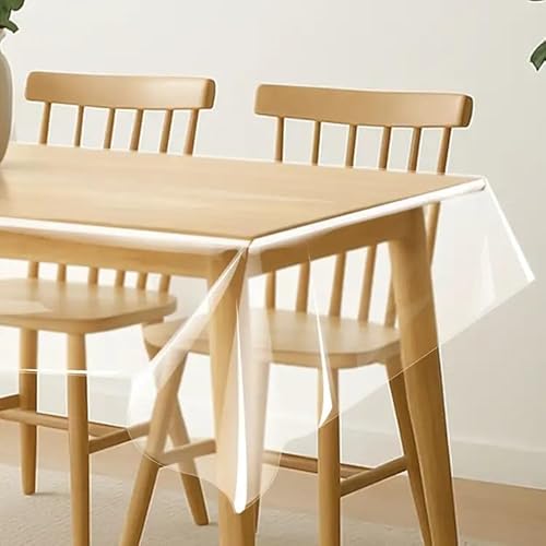 Tischfolie Transparent 180 x 140cm, Abwaschbar Durchsichtige Tischdecke, PVC Tischdecke Transparent Folie Tisch 0.13mm Stark, Wasserdicht Fettdicht Tischschutzfolie von Generisch