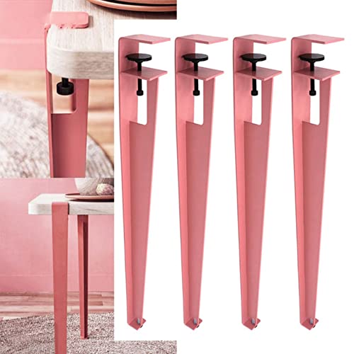 Tischklemmbeine 4er-Set – Verstellbare Metall-Tischbeine 71/40 cm, F-Form, Klemmbare Möbelfüße Für Schreibtisch, Esstisch, Bürotisch, Couchtisch – Kein Bohren Nötig-Rosa||High:71cm von Generisch