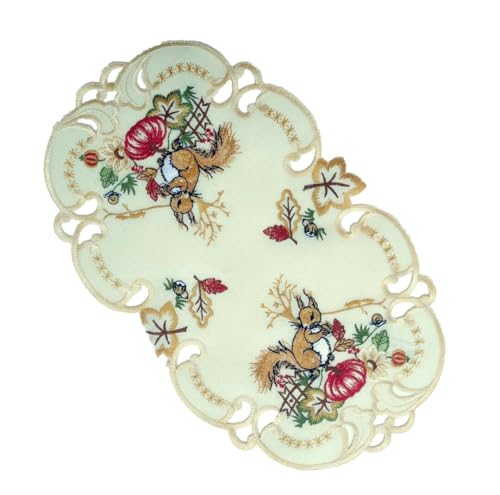 Tischläufer Tischdecke Mitteldecke Deckchen gestickt Eichhörnchen Eichkater (22x37 cm) von Generisch
