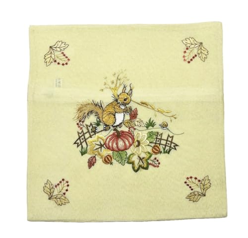 Tischläufer Tischdecke Mitteldecke Deckchen gestickt Eichhörnchen Eichkater (40x40 Kissen) von Generisch