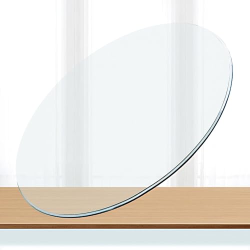Tischplatte Aus Gehärtetem Glas, Sicherheitsglas Klarglas 35CM 60CM 98CM, Runde Glasscheibe Tischplatte Ersatztischplatte Für Esszimmer Und Wohnzimmer(550mm(22in)) von Generisch