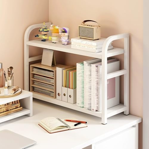 Tischregal Bücherregal, Schreibtisch Regal Organizer, Holz Büro-Schreibtisch Aufbewahrungsregal, Bücherregal Eckregal Für Zeitschriftenbücher(White,50x16x42cm) von Generisch