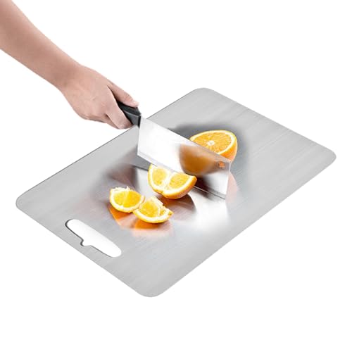 Titan-Schneidebrett – Schneidebrett aus Edelstahl | Schneidebrett über der Küchenspüle | Doppelseitiges Titan-Küchen-Schneidebrett in Lebensmittelqualität | Schneidebrett Serviertablett für Fleisch von Generisch