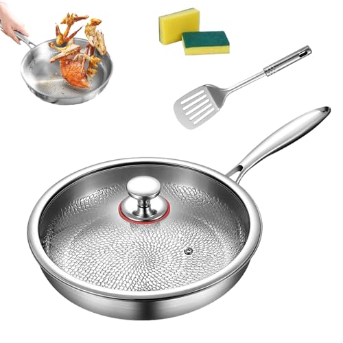 Titanium Hammered Pan Pro with Lid, Scratch Resistant Non Stick Nutri Pan, Titanium Pans for Cooking, Multifunctional Pots and Pans Set Non Stick Titaniumfrying Pans for Cooking (26cm/10.2in) von Generisch