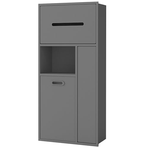 Toilettenpapierhalter und Mülleimer aus Edelstahl mit integrierter WC-Bürste, platzsparendes Aufbewahrungsregal für Badezimmer, Küche, Büro, Grau, 30 x 65 x 14 cm Toilettenpapierhalter und Mülleimer aus Edelstahl mit integrierter WC-Bürste, platzsparendes Aufbewahrungsregal für Badezimmer, Küche, Büro, Grau, 30 x 65 x 14 cm von Generisch