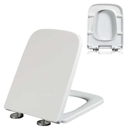 Toilettensitz mit Absenkautomatik, verstellbares Scharnier, Schnellverschluss, einfache Installation, langlebiges, dickes PP-Material, sichere Passform, abgerundeter quadratischer Deckel für Komfort Toilettensitz mit Absenkautomatik, verstellbares Scharnier, Schnellverschluss, einfache Installation, langlebiges, dickes PP-Material, sichere Passform, abgerundeter quadratischer Deckel für Komfort von Generisch