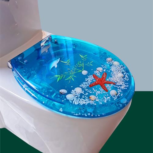 Toilettensitz schließt langsam und lockert Sich nie, Schnellverschluss Hochleistungs WC Sitz mit klaren Muscheln Abdeckung Acryl Sitze langlebiges Harz Toilettensitz schließt langsam und lockert Sich nie, Schnellverschluss Hochleistungs WC Sitz mit klaren Muscheln Abdeckung Acryl Sitze langlebiges Harz von Generisch