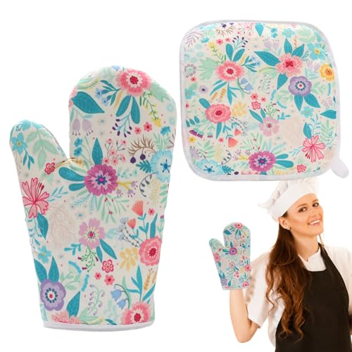 Topflappen Und Backhandschuhe - Hitzeresistente Grillhandschuhe Topflappen | Backhandschuhe Set Mit Halterung,Für Teller Schüssel Mikrowelle Haushalt Café Hotel Bäckerei Topflappen Und Backhandschuhe - Hitzeresistente Grillhandschuhe Topflappen | Backhandschuhe Set Mit Halterung,Für Teller Schüssel Mikrowelle Haushalt Café Hotel Bäckerei von Generisch