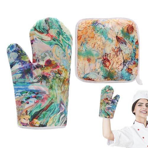 Topflappen Und Backofenhandschuhe - Hitzeresistente Grillhandschuhe Topflappen - Waschbare Kochhandschuhe Topfmatte Set - Für Camping Café Hotel Bäckerei Outdoor BBQ Haushalt Restaurant Party Topflappen Und Backofenhandschuhe - Hitzeresistente Grillhandschuhe Topflappen - Waschbare Kochhandschuhe Topfmatte Set - Für Camping Café Hotel Bäckerei Outdoor BBQ Haushalt Restaurant Party von Generisch