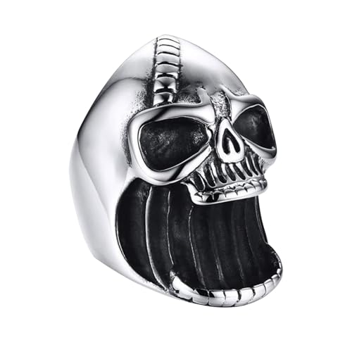 Totenkopf-Flaschenöffner, Totenkopf-Ring für Herren - Finger-Flaschenöffner-Ringe, modischer Punk-Biker-Schmuck,Punk Skull Biker Gothic Ring Bierflaschenöffner für Herren von Generisch