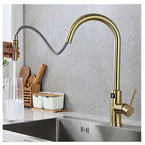 Touch-Küchenarmatur mit herausziehbarem Sprühkopf, 360° schwenkbar, Temperaturanzeige, moderne Küchenspüle, Wasserhahn, einfache Installation, langlebiges Chrom-Finish Touch-Küchenarmatur mit herausziehbarem Sprühkopf, 360° schwenkbar, Temperaturanzeige, moderne Küchenspüle, Wasserhahn, einfache Installation, langlebiges Chrom-Finish von Generisch