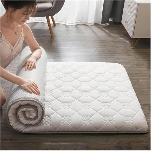 Traditionelle japanische Futon-Matratze, faltbare Bodenmatte für Wohnzimmer, extra dick, aufrollbar, Futon für Erwachsene und Kinder, Weiß (120 x 200 cm) von Generisch