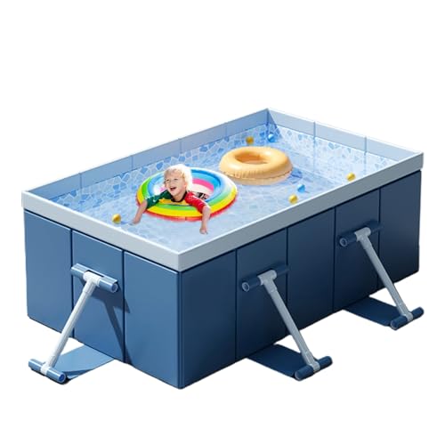 Tragbar Swimmingpool Schwimmbecken rutschfest Faltbarer Rahmenpool Ohne Aufblasen 210x150cm 5-Lagen Material Garten Planschbecken Kinder Familie Outdoor Spaß von Generisch