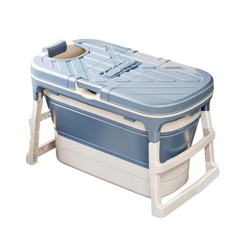 Tragbare Badewanne Mit Aufbewahrungskorb, Badewanne For Erwachsene, Familienbäder Für, Ideal For Kleine Räume(Blue) von Generisch